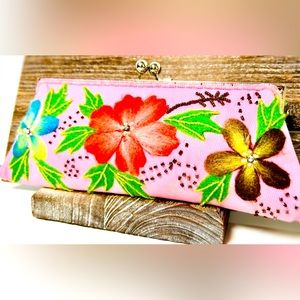 Felt Flowers & Beaded Clutch Purse 🌺🌸